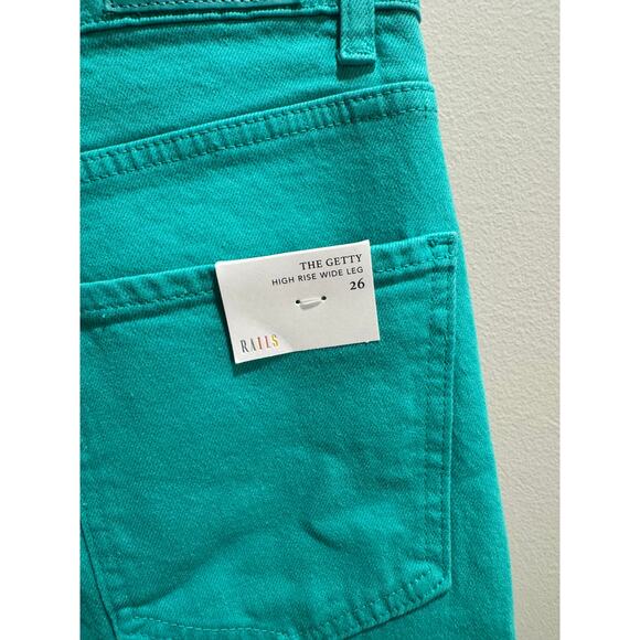 NEW Rails Getty Wide Leg Jeans in Emerald Green Size 25 - Picture 6 of 8